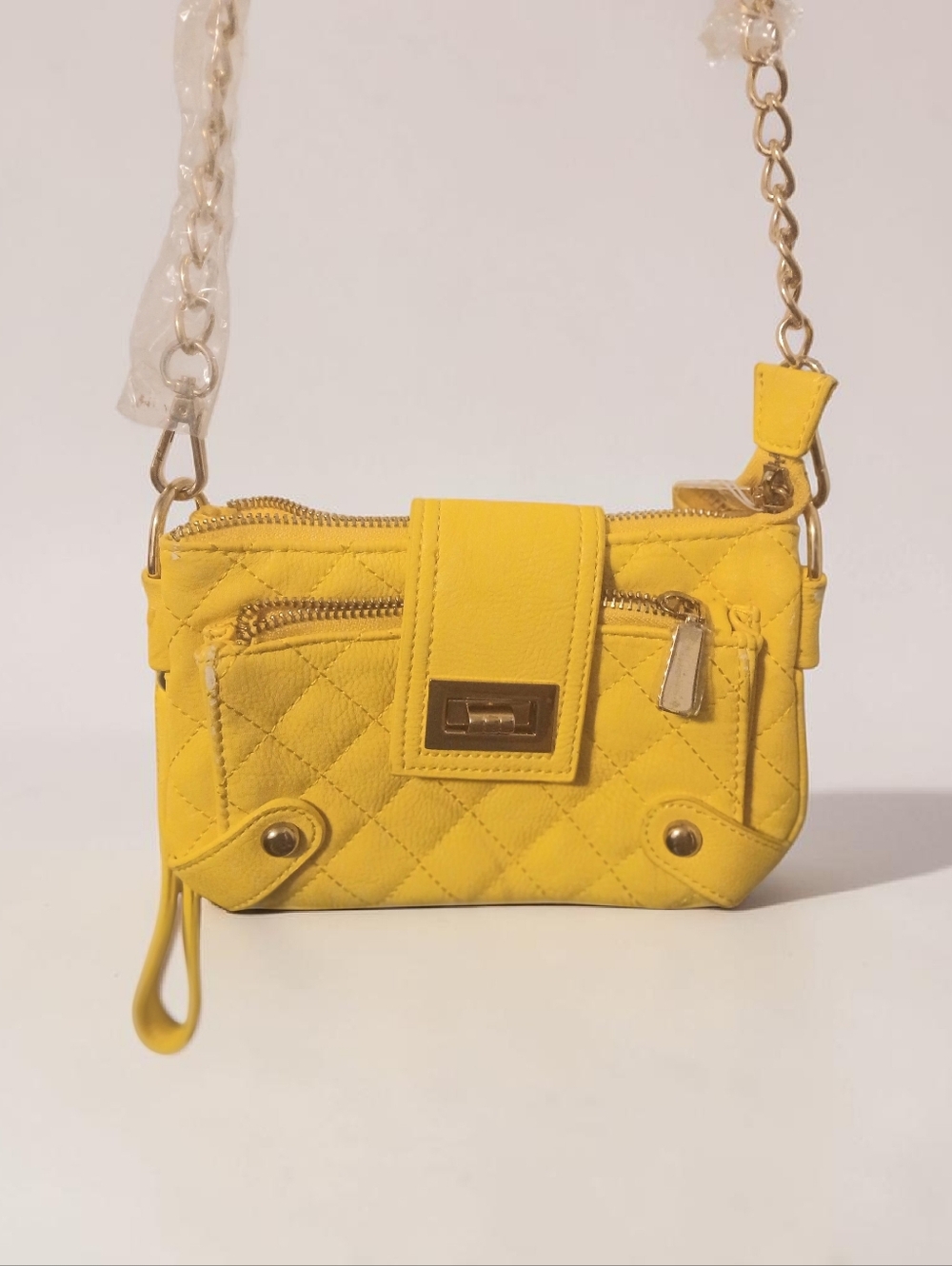 Charming Charlie Yellow Quilted Women's Shoulder Bag